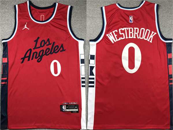 Men%27s Los Angeles Clippers #0 Russell Westbrook Red Stitched Jersey